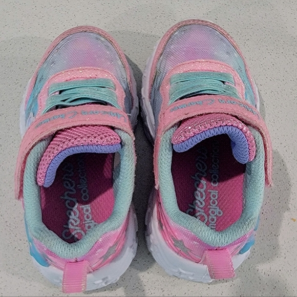 Skechers Pink and Blue Light-Up Sneakers with Velcro Closure - Picture 6 of 7